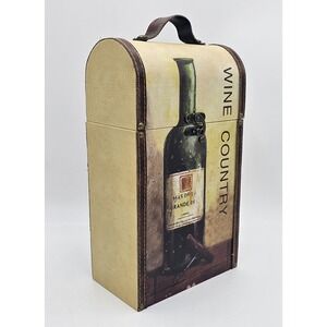 Wine Country Wood Leather 2 Bottle Box Case Old World Tuscan Shabby Chic Decor